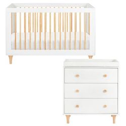 Babyletto Lolly 3-in-1 Convertible Crib + 3-Drawer Changer Dresser Bundle - White / Natural