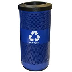 Witt SC20-01-RP-BL 20 gal Multiple Materials Recycle Bin - Indoor/Outdoor, Decorative, Perforated Steel, White Decal, Blue
