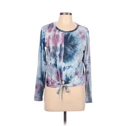 Wall Flower Long Sleeve Top Blue Tie-dye Keyhole Tops - Women's Size Large