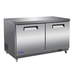 Valpro VPUCF60 61" W Undercounter Freezer w/ 2 Sections & 2 Doors, 115v, Silver