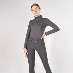 MXLLINA Western Zipper Horseback Riding Long Sleeve Baselayer Equestrian Tops Breathable Riding Shirts Equestrian Clothing