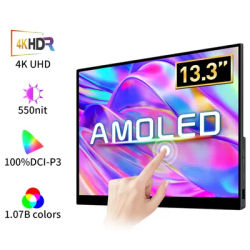 13.3 Inch 4K OLED Touch Screen Portable Monitor 3840*2160 With Type-C HDMI-Compatible for Mobile Phone PC Laptop Gaming Monitor