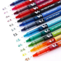 6/12pcs Japan Pilot V5 Hi Tecpoint Straight Liquid Roller Pen Large Capacity Quick-drying Ink 0.5mm Needle Tip Black Red Blue