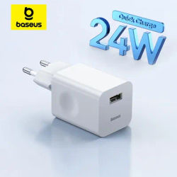 Baseus 24W USB Charger Fast Charger for iPhone 15 Quick Charge 3.0 Phone Charger for Samsung Huawei