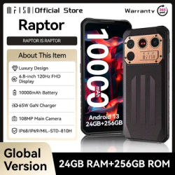 IIIF150 Raptor Rugged Phone Thermal Imaging 6.8'' FHD+120Hz 10000mAh 24GB+256GB 108MP MTK G99 UltraThin 65W fast charging