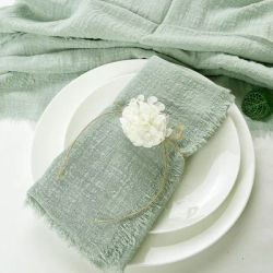 100 pièces en gros 32x32 cm vert sauge gaze coton serviette réutilisable fête de mariage décor de Table de noël rétro bavures serviettes en tissu