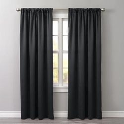 Wide Width BH Studio Room-Darkening Rod-Pocket Panel by BH Studio in Black (Size 54" W 108"L) Window Curtain
