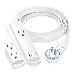 Maximm Cable 360° Rotating Flat Plug USB Charging Extension Cord (12', White) ADW-360-C212-W