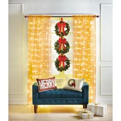 Wide Width Pre-Lit Rod-Pocket Curtain Panel by BrylaneHome in Gold (Size 54" W 84" L)