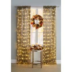 Wide Width Pre-Lit Rod-Pocket Curtain Panel by BrylaneHome in Bronze (Size 54" W 84" L)