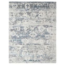 Shahbanu Rugs Shadow White with Touches of Blue Vibrant pile Hand Knotted Wool Cut and Loop Technique Nepali Rug (9'3" x 12'0")