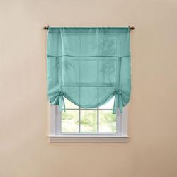 Wide Width BH Studio Sheer Voile Tie-Up Shade by BH Studio in Seaglass (Size 36" W 63" L) Window Curtain