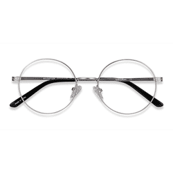 Unisex s round Silver Metal Prescription eyeglasses - Eyebuydirect s Inscription