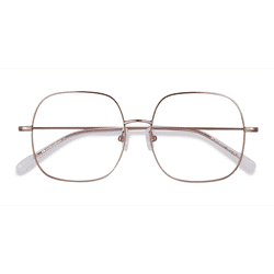 Unisex s square Rose Gold Metal Prescription eyeglasses - Eyebuydirect s Movement
