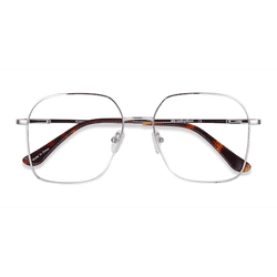 Unisex s square Silver Metal Prescription eyeglasses - Eyebuydirect s Roman