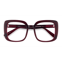 Female s square Burgundy Acetate Prescription eyeglasses - Eyebuydirect s Heather