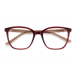 Female s square Clear Red & Clear Brown Plastic Prescription eyeglasses - Eyebuydirect s Identical