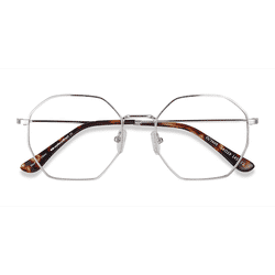 Unisex s geometric Silver Metal Prescription eyeglasses - Eyebuydirect s Octave