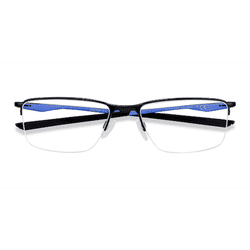 Male s rectangle Satin Black & Blue Metal Prescription eyeglasses - Eyebuydirect s Oakley Socket 5.5