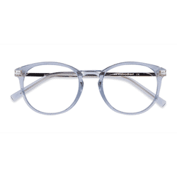 Female s round Clear Blue Plastic, Metal Prescription eyeglasses - Eyebuydirect s Daphne