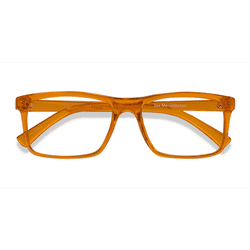 Unisex s rectangle Clear Orange Plastic Prescription eyeglasses - Eyebuydirect s Community
