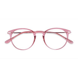 Female s round Clear Pink & Rose Gold Plastic, Metal Prescription eyeglasses - Eyebuydirect s Particle