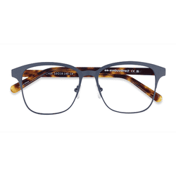 Unisex s square Navy Blue & Tortoise Acetate, Metal Prescription eyeglasses - Eyebuydirect s Intense