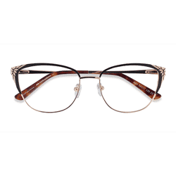 Female s horn Black Gold Metal Prescription eyeglasses - Eyebuydirect s Ines
