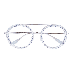 Female s aviator Blue Floral Acetate,Metal Prescription eyeglasses - Eyebuydirect s Plumeria