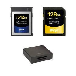 Wise Advanced 512GB CFX-B Series Mark II CFexpress Type B Memory Card Kit with 128GB UHS- CFX-B512M2