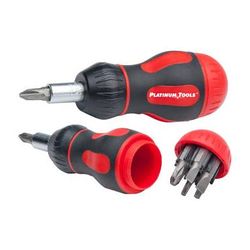 Platinum Tools 8-in-1 Ratcheted Stubby Screwdriver 19120C