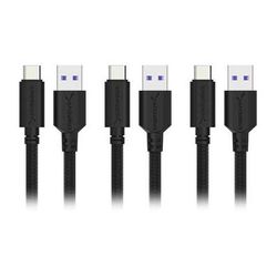 Sabrent USB 3.0 Type-C Male to Type-A Male Sync and Charge Cable (3', Black, 3-Pack CB-C3X3