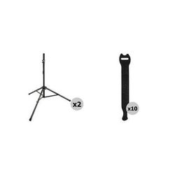 Auray Deluxe PA Speaker Kit with Two Speaker Stands and Touch-Fastener Straps SS-47S