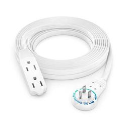 Maximm Cable Original Style 360° Rotating Flat Plug Extension Cord (15', White) ADW-360-3315-W