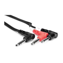 Hosa Technology Stereo 1/4" Angled Male to 2 Mono 1/4" Angled Male Insert Y-Cable - 3.3' STP-201RR