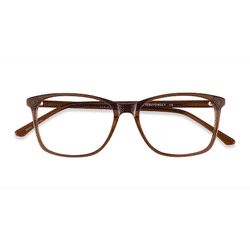 Unisex s rectangle Clear Brown Acetate Prescription eyeglasses - Eyebuydirect s Crescendo