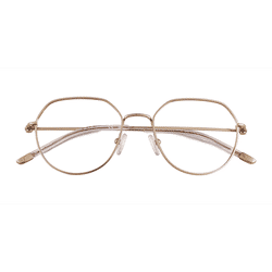 Unisex s round Shiny Gold Titanium Prescription eyeglasses - Eyebuydirect s Zeus