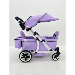 Pronto Squared (2 Seater) Stroller Wagon - White Frame / Soft Lavender