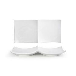Front of the House DDP035WHP22 Rectangular Origami Plate - 12" x 6", Porcelain, White