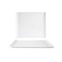 Front of the House DOS022WHP22 Rectangular Nouvelle Plate - 12" x 10", Porcelain, White, Case of 6