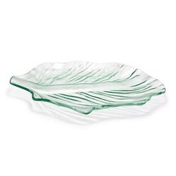 Front of the House SPT041CLG21 21" x 17" Leaf Shape Arctic Platter - Glass, Clear