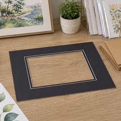 Double Mats, Black/Black 11" x 14" Outer Cut, 7 5/8" x 9 5/8" Inner Cut 10 Pack