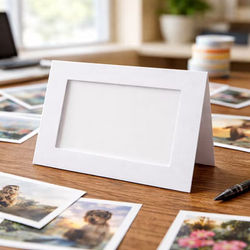 5 1/8" x 7" White Frame Card with 4" x 6" Rectangle Cut for 4 1/4" x 6 1/4" to 5" x 7" print 25 Pieces