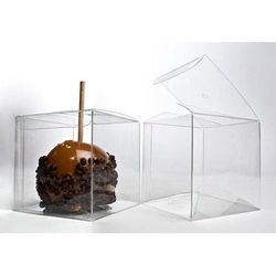 Clear Caramel Apple Box - Good For Candy Apples Caramel Apples Cupcakes Box Size: 4" x 4" x 4" 25 Boxes Crystal Clear Boxes