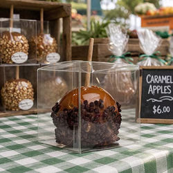 Clear Caramel Apple Box - Good For Candy Apples Caramel Apples Cupcakes Box Size: 4" x 4" x 4" 25 Boxes Crystal Clear Boxes