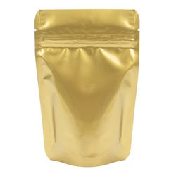 Small Smell Proof Resealable Pouch Bags Gold Metallized High Barrier - Holds 2 Ounces Size: 4" x 2 3/8" x 6" 100 Bags Pouches