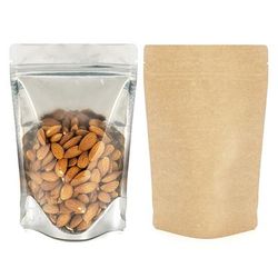 Kraft & Silver with Clear Front Resealing Zip Gusset Pouch Bags Great for Snacks Size: 5 1/8" x 3 1/8" x 8 1/8" 100 Bags Pouches