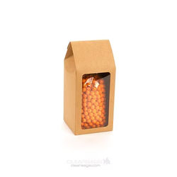Kraft Tapered Tote Box - Good For Stacked Cookies Cupcakes Candle| Box Size: 3 1/2" x 3 1/2" x 8 1/2"| 25 Boxes Crystal Clear Boxes