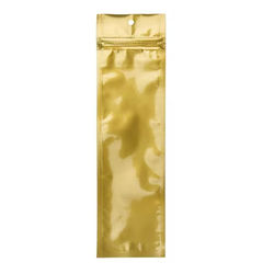 Gold Metallized Hanging Zipper Barrier Bags 2 1/2" x 9" 100 pack