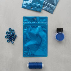 Blue Metallized Hanging Zipper Barrier Bags 3 5/8" x 5" 100 pack